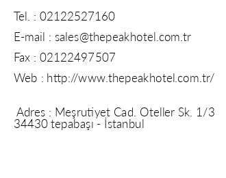 The Peak Hotel iletiim bilgileri